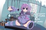  android blank_eyes blank_stare dress joints mechanical_parts mechanization neptune_(neptune_series) neptune_(series) purple_dress purple_eyes purple_hair robonep robot robot_joints siroisa_4613 