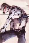  anthro blush bottomwear bulge canid canine canis clothing dalmatian domestic_dog eyewear fur glasses hi_res male mammal musk open_mouth pants solo solo_focus spots spotted_body spotted_fur supplesee surprise underwear undressing 
