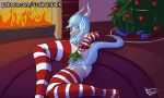  5:3 5_fingers anthro anus armwear blue_body blue_eyes blue_hair breasts butt carpet cel_shading christmas christmas_tree clothing countershade_scales detailed_background digital_media_(artwork) dragon elbow_gloves female fingers fire fireplace genitals gift gloves hair handwear head_horn holidays horn inside inviting kissing_bough legwear long_tail looking_at_viewer looking_back lying mistletoe mostly_nude multicolored_body multicolored_scales on_side patreon pattern_armwear pattern_clothing pattern_elbow_gloves pattern_gloves pattern_handwear pattern_legwear pattern_stockings pink_anus pink_pussy pink_tongue plant plump_labia pointed_horn presenting presenting_anus presenting_pussy puffy_anus purple_body purple_horn pussy raised_leg scales scalesindark scalie shaded side_boob signature simple_shading stockings striped_armwear striped_clothing striped_elbow_gloves striped_gloves striped_handwear striped_legwear striped_stockings stripes tail_aside text thigh_highs tongue tree two_tone_body two_tone_scales url whispa_(pollard) 