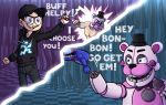  ! &gt;:d 2020 5_fingers absurd_res aglitch69 ambiguous_gender angry animal_humanoid animatronic animdude_(fnaf) anthro barazoku battle biceps black_eyebrows black_hair black_nose blue_body bottomwear bow_tie buckteeth buff_helpy checkered_background checkered_floor checkered_wall clenched_teeth clothed clothing crossover dawko dawko_(character) dialogue english_text eyebrows fingers fist five_nights_at_freddy&#039;s freddy_fazbear&#039;s_pizzeria_simulator funtime_freddy_(fnafsl) group hair hand_puppet hat headgear headwear helpy_(fnaf) hi_res human humanoid lagomorph leporid machine male mammal mammal_humanoid manly meme microphone motion_blur motion_lines multicolored_body multicolored_eyes muscular muscular_anthro muscular_male nintendo open_mouth pants pattern_background pecs pink_body pink_tongue pok&eacute;ball pok&eacute;mon pok&eacute;mon_battle puppet puppet_bonnie_(fnafsl) rabbit robot round_ears scott_cawthon short_hair simple_background sister_location size_difference smile standing sweater tan_body tan_skin teeth text tongue top_hat topwear triceps ursid ursid_humanoid video_games white_body wire 