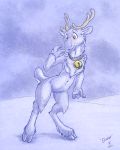  2020 4:5 alternate_species anthro antlers bell bell_collar breasts brown_eyes capreoline cervid chest_tuft collar female flinters hi_res hooves horn mammal moose navel nude solo tuft 