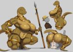  absurd_res anthro anus big_breasts big_butt big_dom_small_sub bodily_fluids bottomless bottomwear breasts butt cleavage clothed clothing cum domination female female_domination genital_fluids goldcrustedchicken hi_res huge_breasts human larger_female loincloth male male/female mammal melee_weapon muscular muscular_female polearm reptile scalie scar sex size_difference smaller_male snake spear weapon 