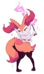  2019 3_toes 4_fingers agriefthatcantbespoken ambiguous_gender anthro big_tail black_body black_fur braixen canid canine cheek_tuft chest_tuft claws ear_tuft facial_tuft fingers fur half-closed_eyes head_tuft holding_object magic mammal narrowed_eyes nintendo pok&eacute;mon pok&eacute;mon_(species) red_body red_fur shoulder_tuft simple_background solo standing stick toes tuft video_games white_background white_body white_fur yellow_body yellow_fur 