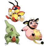  :d commentary cow creature english_commentary full_body gen_2_pokemon horns larvitar ledian looking_at_viewer miltank no_humans open_mouth pinkgermy pokemon pokemon_(creature) signature single_horn smile standing transparent_background 