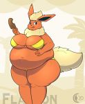  2020 anthro anthrofied beach big_breasts bikini blue_eyes breasts chocend clothed clothing dessert eeveelution female flareon food fur hand_on_stomach hi_res holding_object huge_breasts ice_cream licking licking_lips nintendo obese obese_anthro obese_female orange_body orange_fur overweight overweight_anthro overweight_female pok&eacute;mon pok&eacute;mon_(species) portrait seaside smile solo standing swimwear thick_thighs tongue tongue_out video_games 