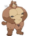  2020 anthro balls big_balls brown_body brown_fur canid canine flaccid fur genitals hi_res humanoid_genitalia humanoid_hands humanoid_penis male mammal megawaffle_(artist) moobs nipples overweight overweight_anthro overweight_male penis raccoon_dog simple_background solo tanuki white_background 