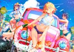  car group kanojo_okarishimasu mizuhara_chizuru nanami_mami open_shirt sakurasawa_sumi sarashina_ruka see_through shorts sydus water wet 