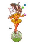  &diams; &lt;3 alpha_channel anthro balancing ball black_body black_fur breasts circus clothed clothing conjoined conjoined_twins dancewear female ferretface99 fur hare harlequin hi_res juggling lagomorph leporid mammal red_eyes sibling sister sisters smile solo suit_symbol tutu twins umbrella white_body white_fur 