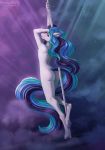  absurd_res anthro butt dancing equid equine girly hair hasbro hi_res long_hair male mammal my_little_pony phenyanyanya pole pole_dancing solo stripper_pole 