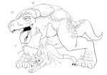  absurd_res ambiguous_penetration anthro anthro_on_feral bestiality bodily_fluids cum digimon digimon_(species) dinosaur duo female feral galdon genital_fluids hi_res male male/female penetration renamon reptile scalie size_difference theropod tyrannosaurid tyrannosaurus tyrannosaurus_rex yawg 