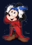  2020 anthro blush clothing disney footwear gloves handwear hat headgear headwear hi_res male mammal mickey_mouse mouse murid murine open_mouth open_smile robe rodent sh_disney simple_background smile solo sparkles text tongue wizard_hat 