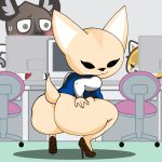  1:1 aggressive_retsuko ailurid anthro bedroom_eyes big_breasts big_butt blush bottomless breasts butt canid canine chair clothed clothing computer crouching eifiemoth female female_focus fennec fenneko footwear fox fur furniture haida half-closed_eyes hand_on_butt hi_res high_heels huge_butt hyaenid inside looking_at_viewer looking_back male mammal narrowed_eyes partially_clothed presenting presenting_hindquarters rear_view red_panda retsuko sanrio seductive shoes short_stack smile solo_focus spotted_hyena thick_thighs wide_hips 