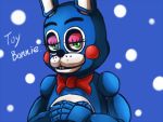  2015 4:3 ambiguous_gender animatronic anthro blue_body bow_tie buckteeth five_nights_at_freddy&#039;s five_nights_at_freddy&#039;s_2 freckles green_eyes half-closed_eyes ill825_(artist) lagomorph leporid looking_at_viewer machine mammal multicolored_body narrowed_eyes rabbit red_cheeks robot solo teeth toy_bonnie_(fnaf) video_games 