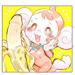  1:1 2020 absurd_res banana barefoot blush breasts brown_body brown_fur chibi female food fruit fur genitals haplorhine hi_res mammal meemee monkey nipples nude open_mouth open_smile penis plant primate small_breasts smile solo super_monkey_ball uyu video_games 