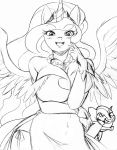  angry anthro anthrofied big_breasts boastudio breasts cleavage clothed clothing collar crown duo equid feathered_wings feathers female friendship_is_magic hasbro hi_res horn huge_breasts mammal monochrome my_little_pony open_mouth open_smile panties princess_celestia_(mlp) princess_luna_(mlp) sibling side-tie_panties simple_background sister sisters smile solo_focus underwear white_background wide_hips winged_unicorn wings 