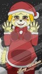  absurd_res animal_crossing anthro blush brown_eyes canid canine canis christmas christmas_clothing christmas_headwear clothing darknetic digital_media_(artwork) domestic_dog english_text female fur headgear headwear hi_res holidays isabelle_(animal_crossing) lockscreen looking_at_viewer mammal nintendo open_mouth orange_body orange_fur simple_background snow solo text tongue video_games white_body white_fur yellow_body yellow_fur 