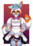  2017 5_fingers anthro brown_body brown_fur clothed clothing crossdressing deerstail digital_media_(artwork) eyebrows eyelashes fingers fur girly green_eyes grey_body grey_fur hi_res male solo white_body white_fur 