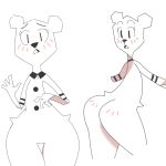  1:1 anthro big_butt blush butt cartoon_network clothed clothing eyelashes female hi_res isit01 looking_at_viewer looking_back mammal open_mouth paper rear_view simple_background solo standing teri_(tawog) the_amazing_world_of_gumball thick_thighs tongue ursid white_background white_body wide_hips 