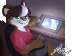  anthro clothed clothing drawing gingy_k_fox mammal rodent sciurid sitting sitting_at_desk tablet 
