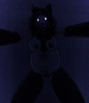  anthro belly big_belly black_body black_fur breasts canid canine derrysome female fur glowing glowing_eyes hair hi_res looking_at_viewer looking_down mammal multicolored_body navel nipples no_sclera open_mouth pregnant scp-1471 scp-1471-a scp_foundation skull_head solo teeth two_tone_body undead 