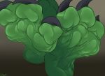  2019 3_toes anthro azu_cacti barefoot black_claws claws dragon foot_shot gradient_background green_body hi_res male scalie signature simple_background soles solo toes weskers western_dragon wrinkled_feet 