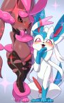  10:16 2020 absurd_res animal_genitalia animal_penis anthro balls biped black_sclera blush canine_penis duo eeveelution erection feral genitals girly hi_res katahane3 knot lagomorph licking looking_at_viewer male mammal mega_evolution mega_lopunny nintendo nude open_mouth penis pink_eyes pink_sclera pok&eacute;mon pok&eacute;mon_(species) self_lick shiny_pok&eacute;mon simple_background slightly_chubby smug sparkles standing sylveon tapering_penis tongue tongue_out video_games 