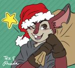  anthro christmas fur hair hi_res holidays male mammal murid murine one_eye_closed open_mouth rat red_body red_fur rodent smile solo tek_(tekandprieda) tekandprieda_(artist) wink 