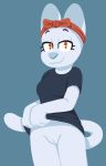  anthro bandanna bottomless cel_shading clothed clothing clothing_lift domestic_cat felid feline felis female genitals kerchief looking_at_viewer mammal maypul_syrup miss_kitty_(passionatefloorromance) pussy shaded shirt shirt_lift solo topwear 