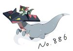  alu_drp commentary_request creature drakloak gen_8_pokemon no_humans number open_mouth pokedex_number pokemon pokemon_(creature) tongue white_background yellow_eyes 