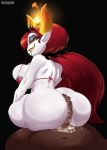 areola big_breasts big_butt big_penis black_background bottomless breasts butt clothed clothing disney female fire genitals hair hekapoo hi_res horn horned_humanoid hot_dogging huge_breasts huge_butt humanoid looking_back male male/female not_furry penis red_hair simple_background star_vs._the_forces_of_evil underground_(artist) 