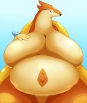  anthro big_breasts biped breasts featureless_breasts featureless_crotch female floatzel fur gradient_background grey_eyes hand_on_breast hi_res huge_breasts looking_at_viewer mammal navel nintendo orange_body orange_fur overweight overweight_anthro overweight_female pok&eacute;mon pok&eacute;mon_(species) simple_background smile solo standing sutasl thick_thighs video_games 