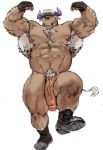  2020 abs accessory anthro armpit_hair barazoku beard biceps big_muscles big_penis body_hair boots bovid bovine cattle chest_hair clothing facial_hair fingerless_gloves flexing footwear genitals gloves hair handwear headband horn humanoid_genitalia humanoid_penis male mammal muscular muscular_anthro muscular_male navel nipples nude obliques on_one_leg pecs penis pubes shennong simple_background solo standing tokyo_afterschool_summoners tora_gy vein veiny_muscles video_games white_background 