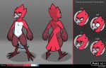  14:9 ahegao angry anthro avian avio avioylin beak bird bird_feet bodily_fluids crying digitigrade expression_sheet feathers looking_pleasured male model_sheet rear_view redesign reference_image shocked simple_background solo standing surprise tail_feathers tears 