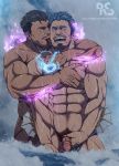  2boys abs absurdres bara black_hair blue_eyes blue_hair completely_nude couple dagon_(tokyo_houkago_summoners) dark_skin dark_skinned_male energy face_licking facial_hair flaccid grabbing highres licking male_focus male_pubic_hair multiple_boys muscular muscular_male navel_hair nipples nude old old_man pectoral_grab pectorals penis pubic_hair rain ryans short_hair stubble tokyo_houkago_summoners tongue tongue_out triton_(tokyo_houkago_summoners) uncensored veins veiny_penis water wet yaoi yellow_eyes 