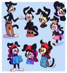  2020 absurd_res animaniacs anthro black_body black_fur clothed clothing digital_media_(artwork) dot_warner female fur hi_res male open_mouth plaguedogs123 smile teeth tongue topless trio wakko_warner warner_brothers yakko_warner 