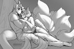  2020 anthro aomori breasts canid clothed clothing cuddling digital_media_(artwork) duo female male mammal smile 