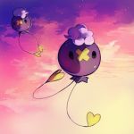 black_eyes cloud cloudy_sky commentary creature drifloon english_commentary floating full_body gen_4_pokemon no_humans outdoors pinkgermy pokemon pokemon_(creature) sky star_(sky) starry_sky twilight 