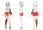  1girl anklet bracelet character_sheet earrings full_body hair_ornament hairclip harimoji highres jewelry kazuki_mikuru miniskirt official_art panty_straps pro_production shirt silver_hair single_thighhigh skirt sleeveless sleeveless_shirt thighhighs virtual_youtuber white_shirt 