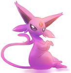  commentary creature english_commentary espeon eyelashes full_body gen_2_pokemon no_humans pinkgermy pokemon pokemon_(creature) purple_eyes simple_background sitting solo white_background 