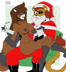  breasts christmas clothing costume digital_color digital_media_(artwork) felid female garrett holidays invalid_tag lion male mammal naughty nude pantherine procyonid raccoon santa_costume sharp_fury stogiegoatarts trish_kusanagi 