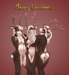  anthro arnius breasts butt butt_grab capreoline cervid christmas dancer_(reindeer) dasher female genitals gradient_background group hand_on_butt hi_res holidays mammal merry_christmas nipples nude prancer pussy reindeer shy simple_background standing 