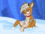  anthro antlers balls blush capreoline cervid collar digital_media_(artwork) fur genitals hair hi_res holidays horn larrykitty male mammal nude penis red_nose reindeer rudolph_the_red_nosed_reindeer snow solo young 