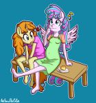  aged_up anibaruthecat anthro clothed clothing duo equid equine eyebrows eyelashes female fingers flurry_heart_(mlp) food friendship_is_magic hasbro hi_res horn mammal my_little_pony open_mouth pumpkin_cake_(mlp) simple_background sitting unicorn winged_unicorn wings 
