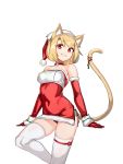  animal_ears christmas deel_(rkeg) dress nekomimi pantsu skirt_lift string_panties tagme tail thighhighs 