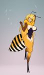  absurd_res antennae_(anatomy) anthro arthropod arthropod_abdomen bee big_breasts breasts clothing corset female flying hi_res hymenopteran insect insect_wings lingerie motion_blur non-mammal_breasts one_eye_closed open_mouth scorpdk solo thick_thighs topwear wings wink 