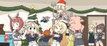  !? &gt;_&lt; 6+girls aircraft airplane antlers ark_royal_(kantai_collection) bangs blonde_hair blue_eyes blue_sailor_collar bob_cut braid breasts brown_hair christmas christmas_ornaments christmas_tree closed_eyes door dress flower flying_sweatdrops food gloves ground_vehicle hamu_koutarou hat highres janus_(kantai_collection) jervis_(kantai_collection) kantai_collection long_hair long_sleeves motor_vehicle mr_bean mr_bean_(character) multiple_girls nelson_(kantai_collection) off-shoulder_dress off_shoulder open_mouth perth_(kantai_collection) ponytail red_flower red_hair red_ribbon red_rose ribbon rose sailor_collar sailor_dress sailor_hat santa_hat sheffield_(kantai_collection) short_hair sitting standing stuffed_animal stuffed_toy sweat teddy_bear turkey_(food) warspite_(kantai_collection) white_dress white_gloves white_headwear 