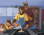  anthro apron big_breasts blue_eyes bottomwear bowl breasts brown_eyes cabinet cabinets canid canine canis clothing cookware daniel_porter daniel_porter_jr digit_ring dobermann domestic_dog electrical_outlet father father_and_child father_and_son female flour food frying_pan gloves_(marking) good_parenting group hands_on_shoulders hi_res huge_breasts husband_and_wife jewelry kitchen_utensils larger_female male male/female mammal markings married_couple measuring_cup mother mother_and_child mother_and_son muscular muscular_female pancake pantry parent parent_and_child pinscher plant potted_plant pwnagespartan ring romantic_couple shirt shorts sink size_difference slice_of_life smaller_male smile son spatula stove t-shirt tools topwear tracy_porter wedding_ring 