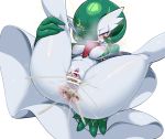  anthro anus blush bodily_fluids breasts butt censored cum cum_in_ass cum_in_pussy cum_inside cum_leaking drooling excessive_cum female gaping gaping_anus gaping_pussy gardevoir genital_fluids genitals holding_leg invisible_penis japanese_text looking_pleasured lying nintendo on_back onomatopoeia pinup pochincoff pok&eacute;mon pok&eacute;mon_(species) pose presenting presenting_anus presenting_pussy pussy pussy_juice saliva simple_background solo sound_effects text video_games white_background 
