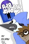  2:3 anthro avian bathroom bird blue_jay bodily_fluids cartoon_network comic corvid cover cover_art cover_page cuddling drooling duo hi_res jay_(bird) male male/male mammal mordecai_(regular_show) new_world_jay oscine passerine pb-art procyonid raccoon regular_show rigby_(regular_show) saliva 