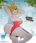  2020 anthro bell breasts carrot_(one_piece) christmas christmas_clothing clothing english_text female hi_res holidays lagomorph leporid mammal one_piece rabbit solo strawhatsnami text 